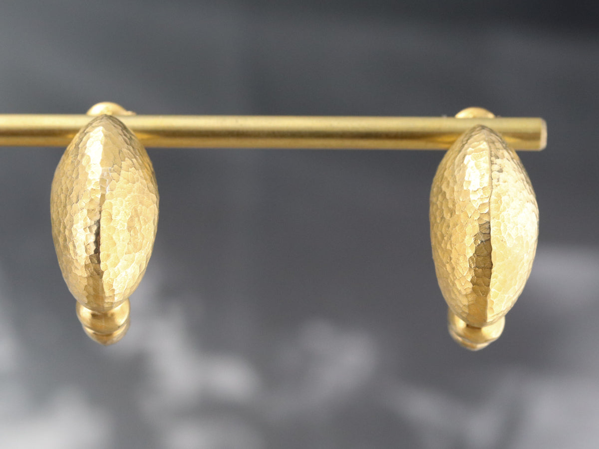 Hammered High 22 Kart Gold Earrings