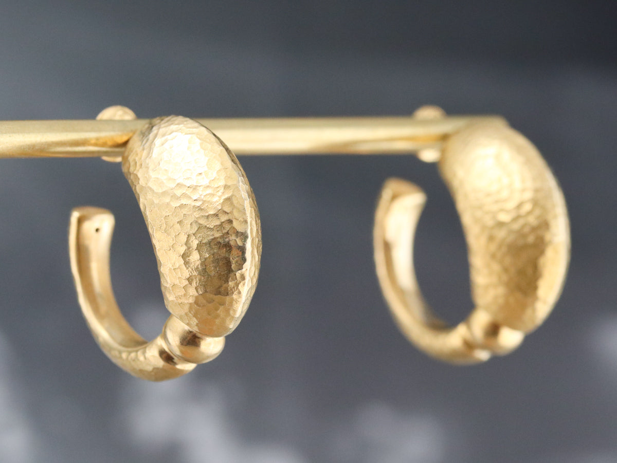 Hammered High 22 Kart Gold Earrings