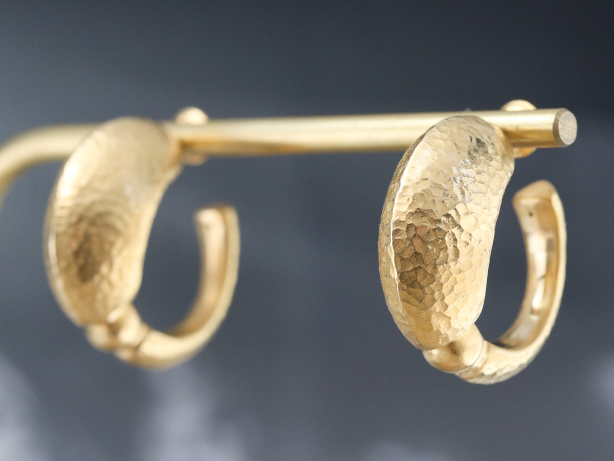 Hammered High 22 Kart Gold Earrings