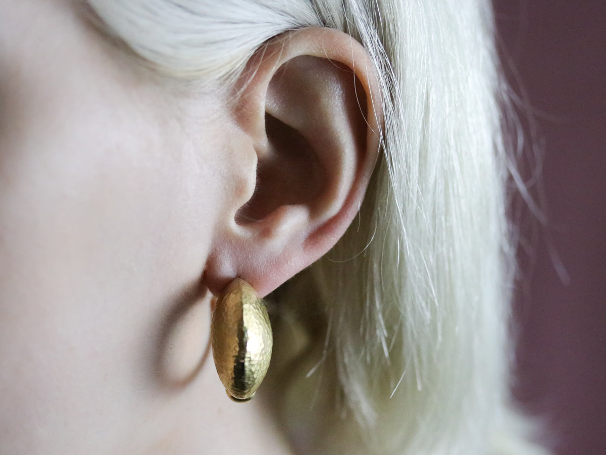 Hammered High 22 Kart Gold Earrings