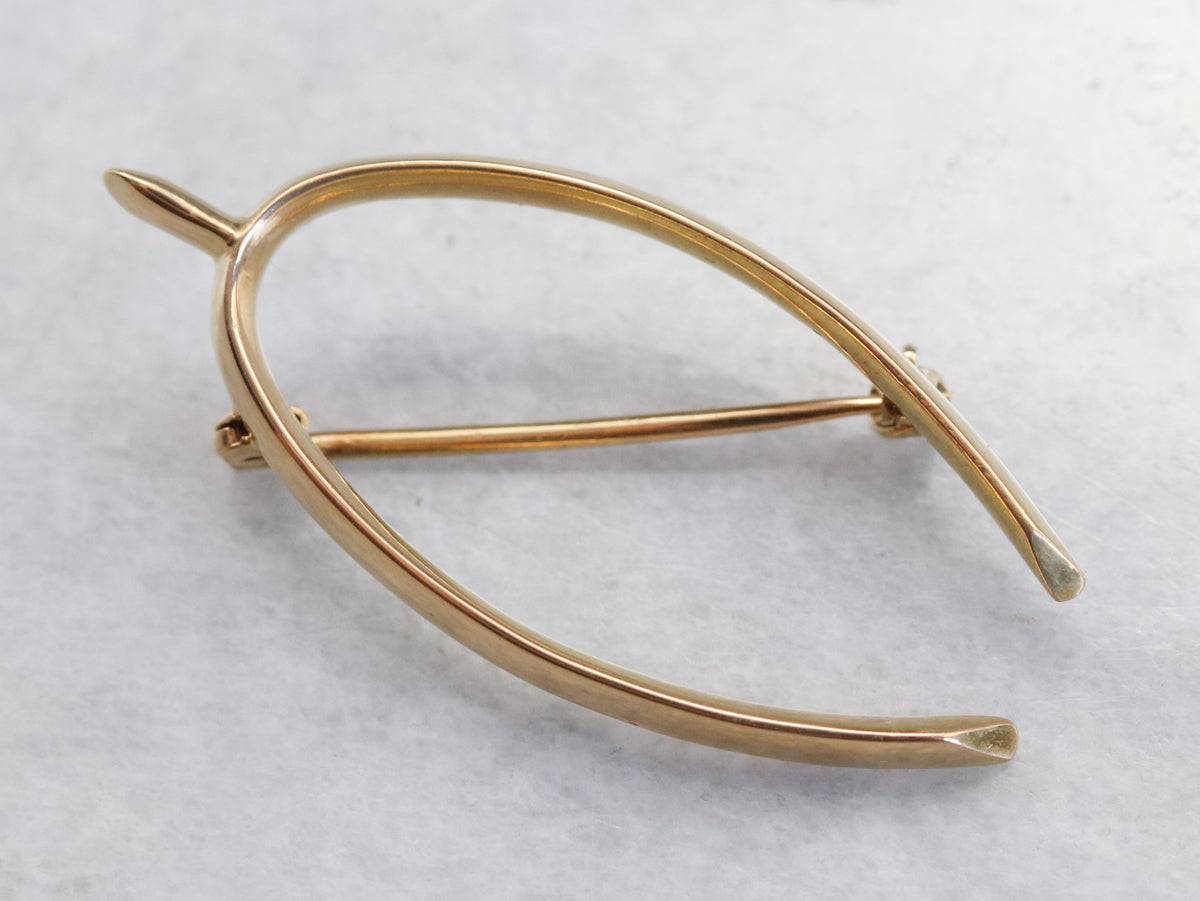 Vintage Gold Wishbone Brooch