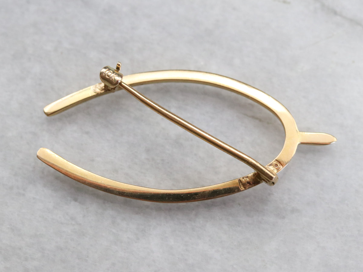Vintage Gold Wishbone Brooch