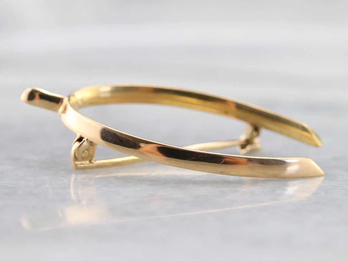 Vintage Gold Wishbone Brooch