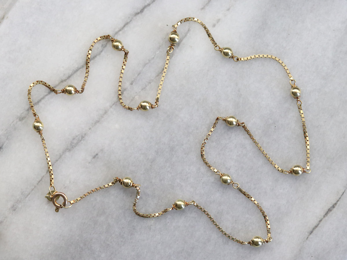 Beaded Gold Box Chain