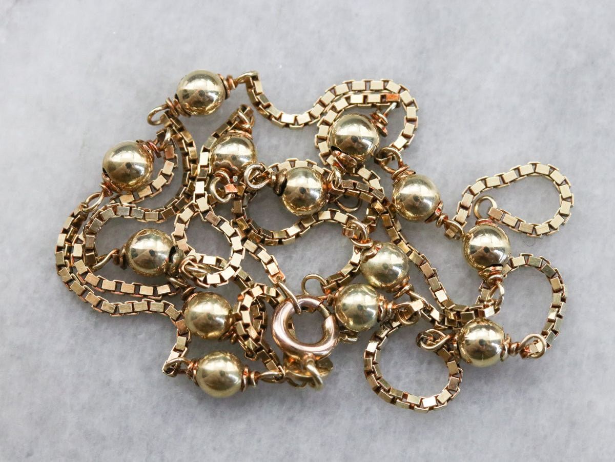 Beaded Gold Box Chain
