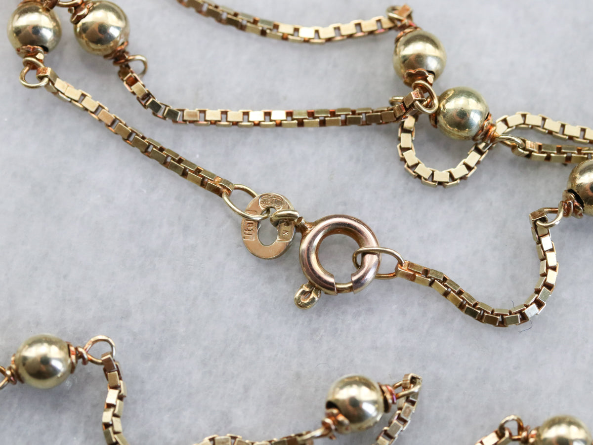 Beaded Gold Box Chain