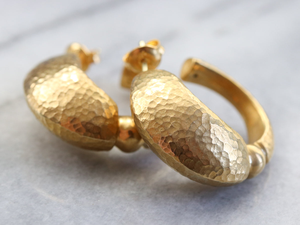 Hammered High 22 Kart Gold Earrings