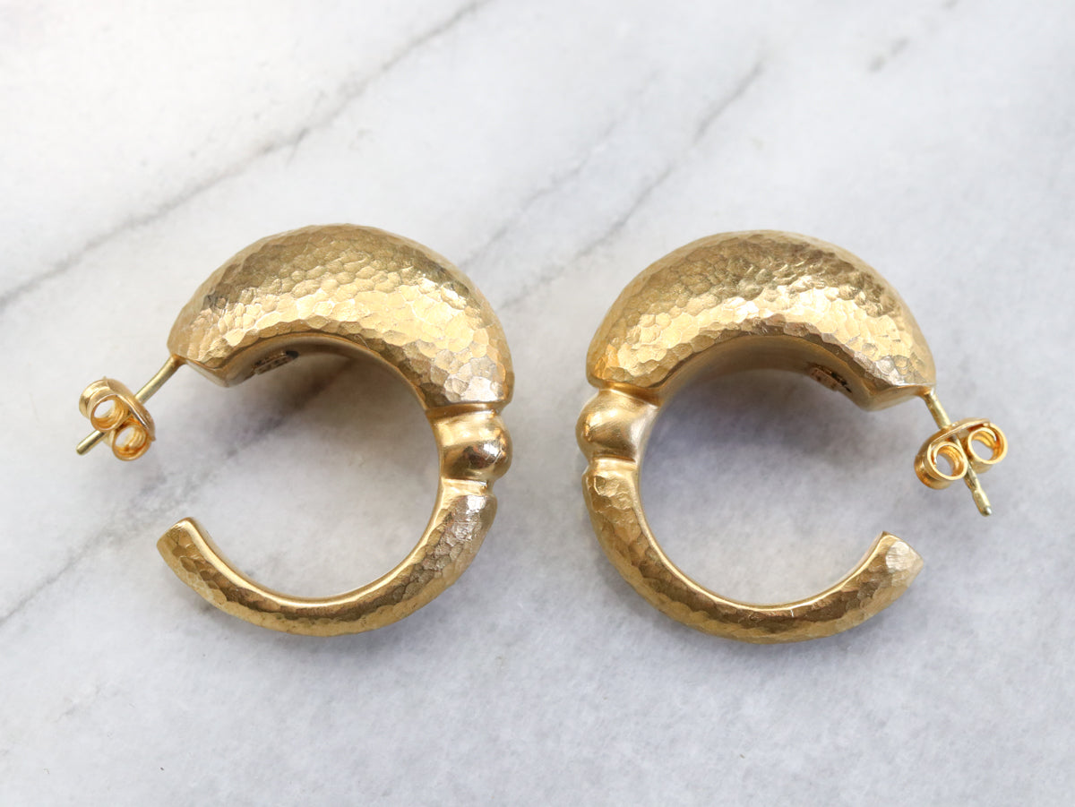 Hammered High 22 Kart Gold Earrings