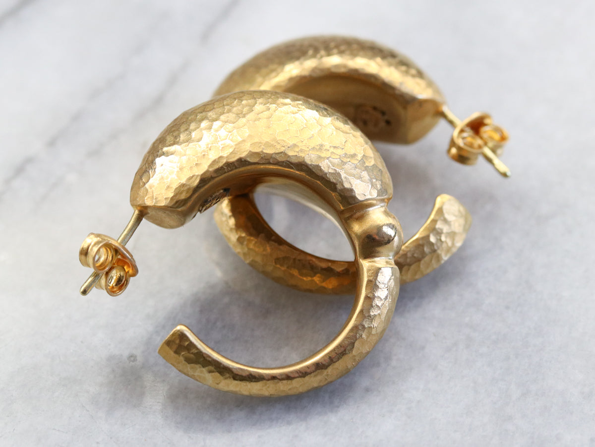 Hammered High 22 Kart Gold Earrings