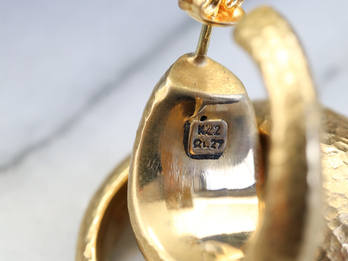Hammered High 22 Kart Gold Earrings
