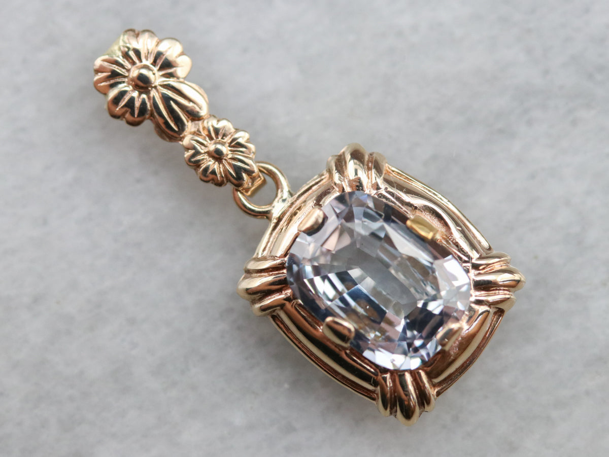 Floral Gold Aquamarine Pendant