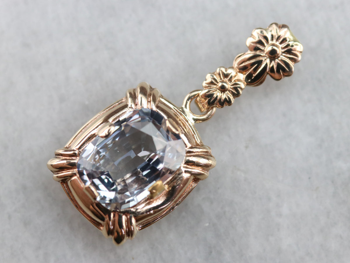 Floral Gold Aquamarine Pendant