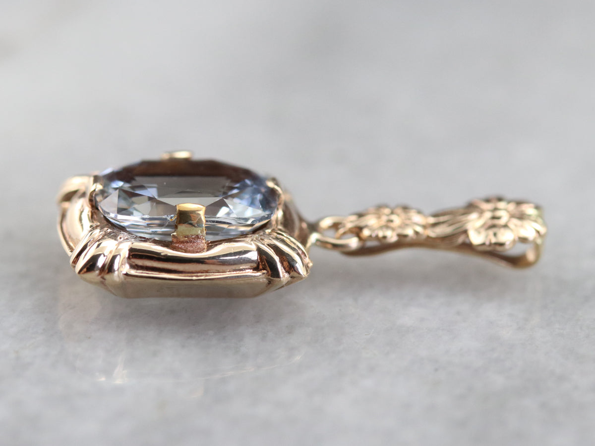 Floral Gold Aquamarine Pendant