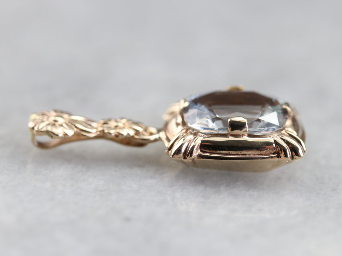 Floral Gold Aquamarine Pendant