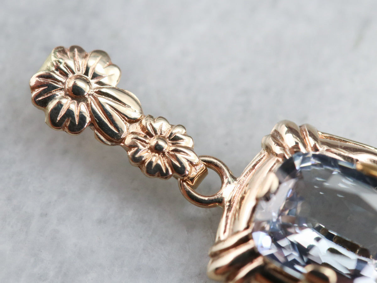 Floral Gold Aquamarine Pendant