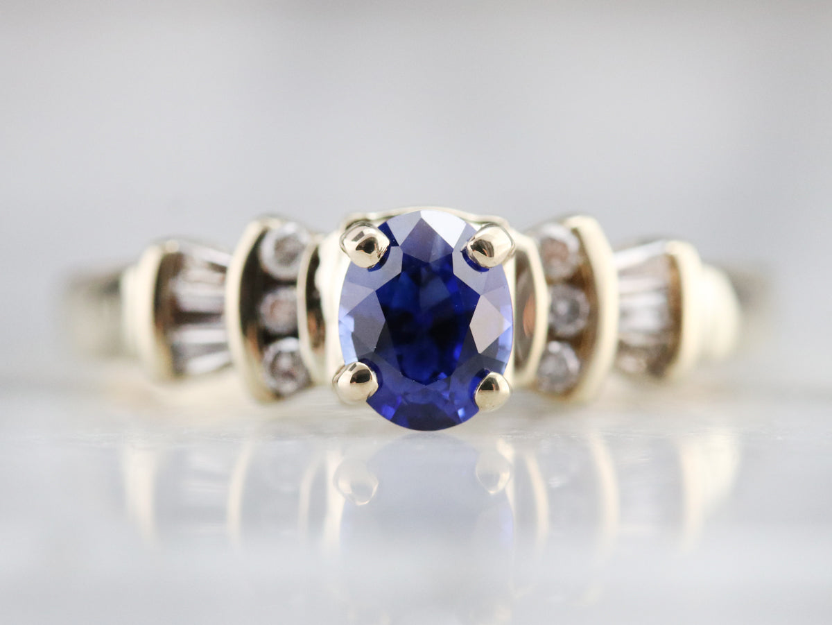 Deep Blue Sapphire Engagement Ring
