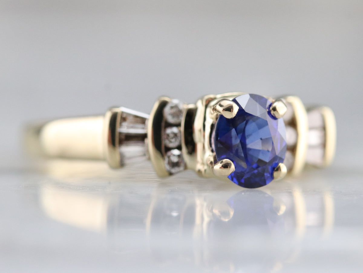 Deep Blue Sapphire Engagement Ring
