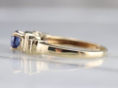 Deep Blue Sapphire Engagement Ring
