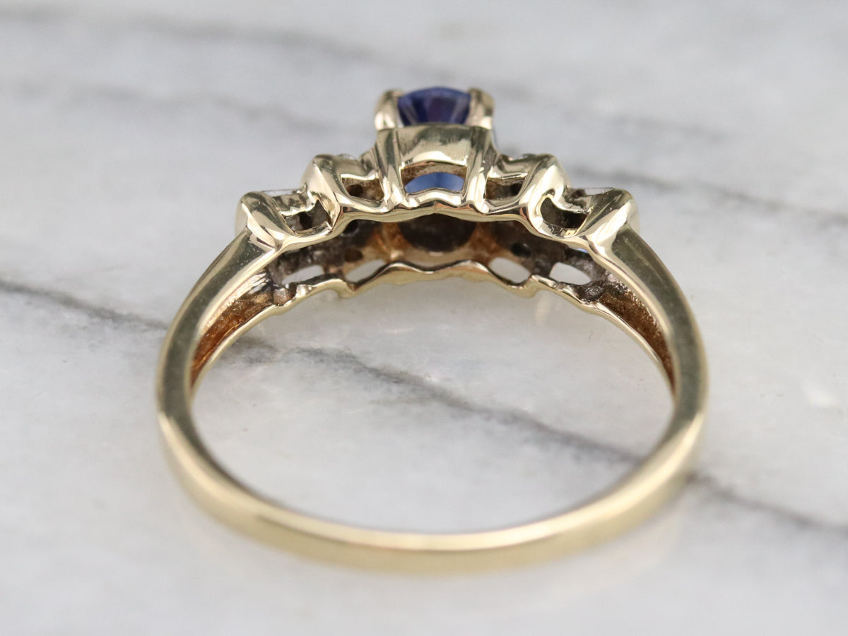 Deep Blue Sapphire Engagement Ring