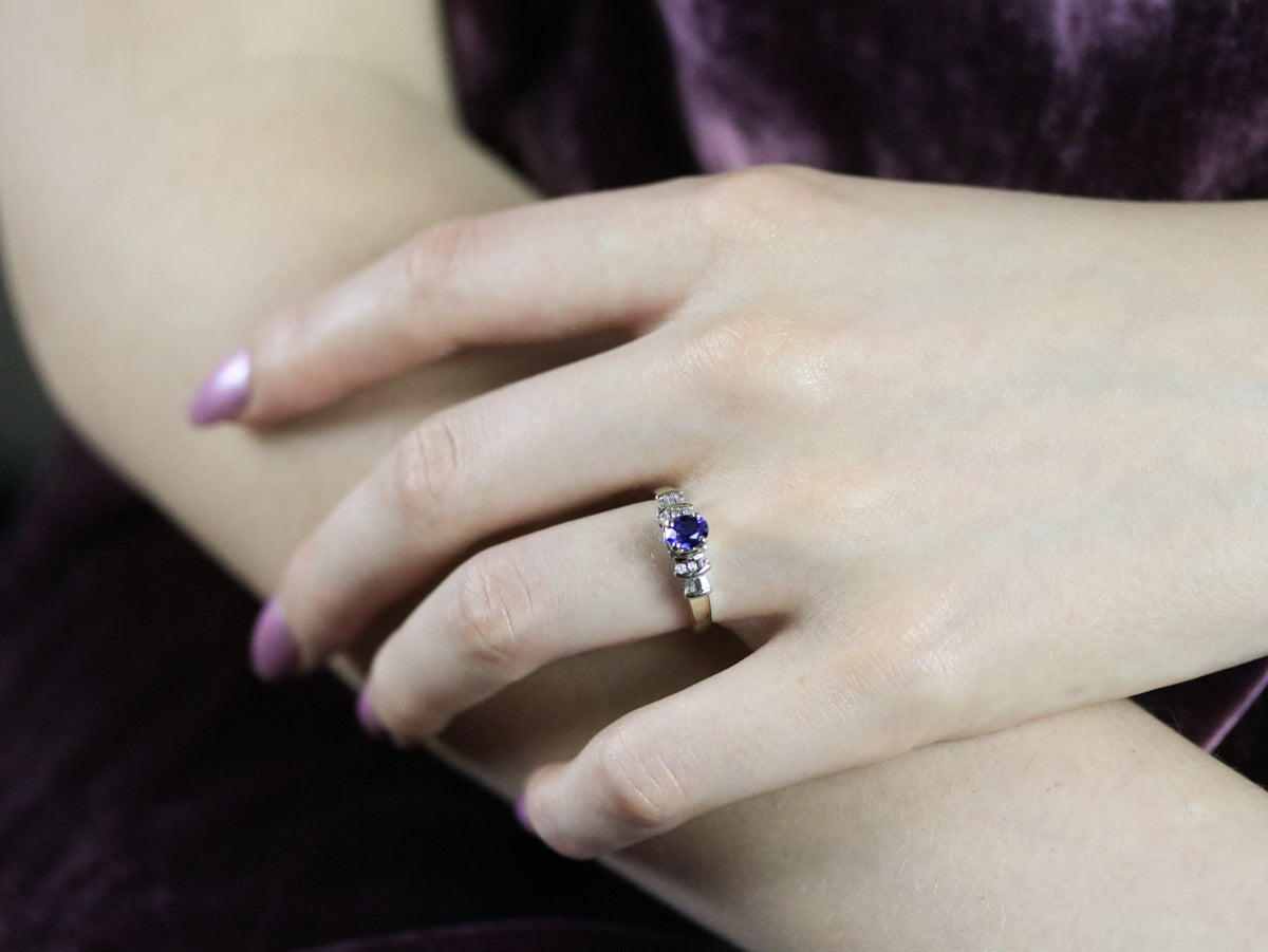 Deep Blue Sapphire Engagement Ring