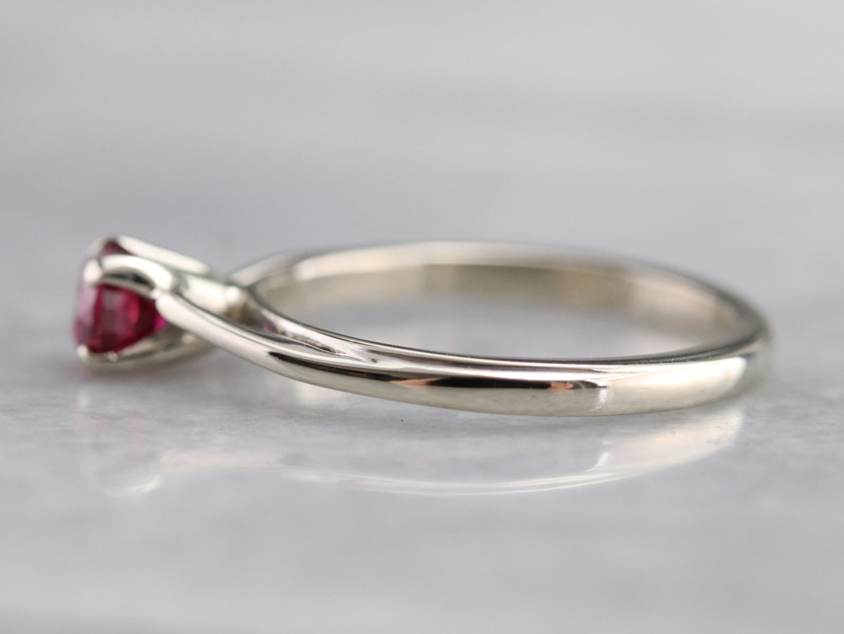 White Gold Ruby Solitaire Ring