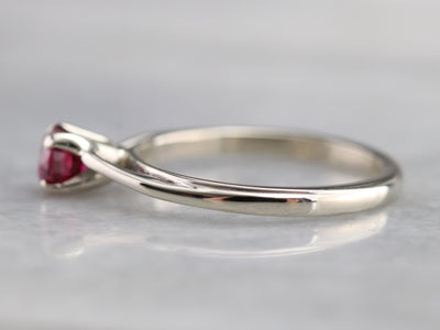 White Gold Ruby Solitaire Ring