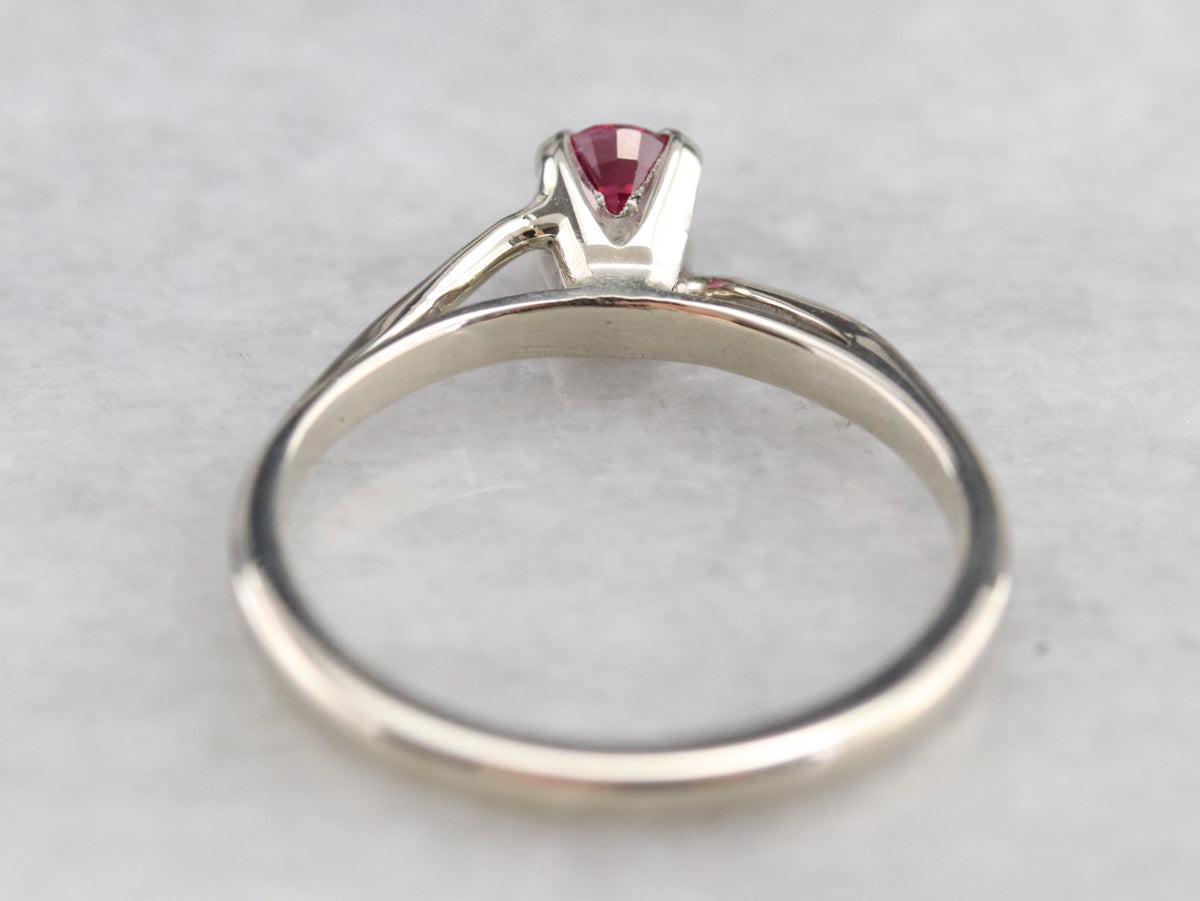 White Gold Ruby Solitaire Ring