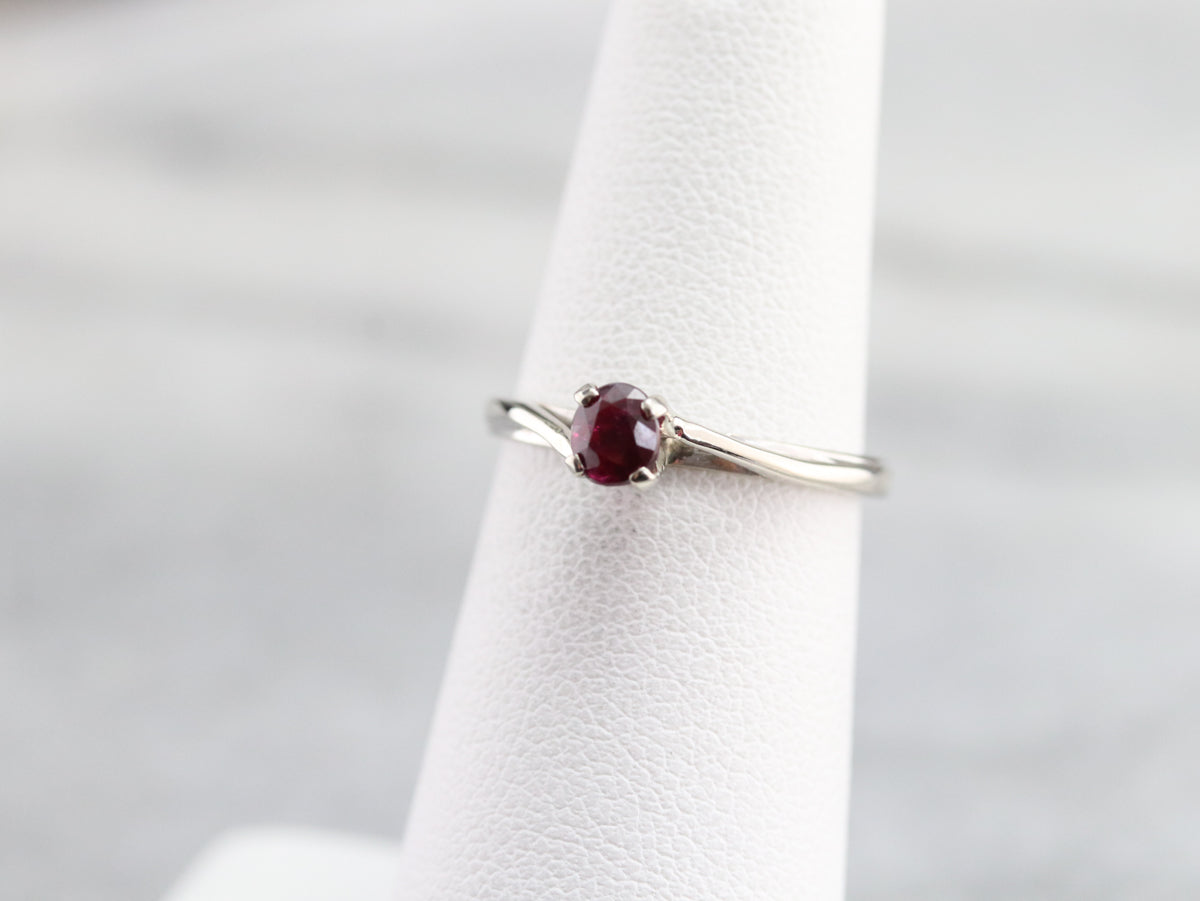 White Gold Ruby Solitaire Ring