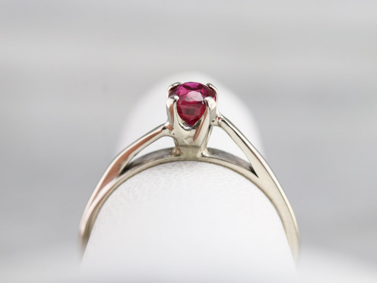 White Gold Ruby Solitaire Ring