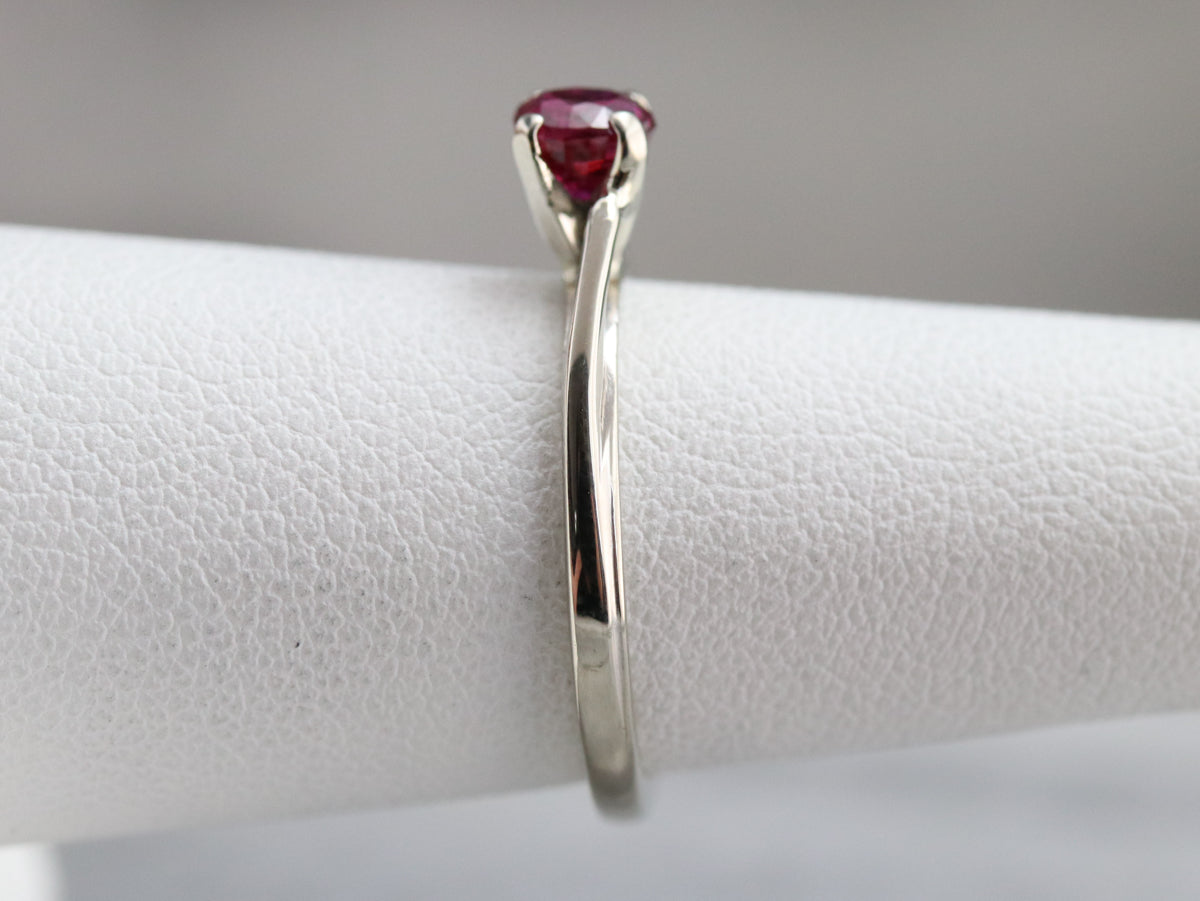 White Gold Ruby Solitaire Ring