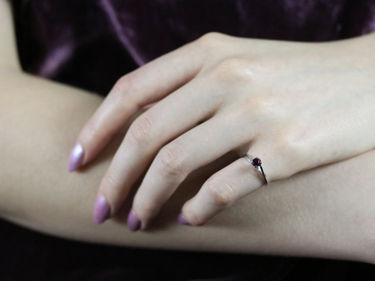 White Gold Ruby Solitaire Ring