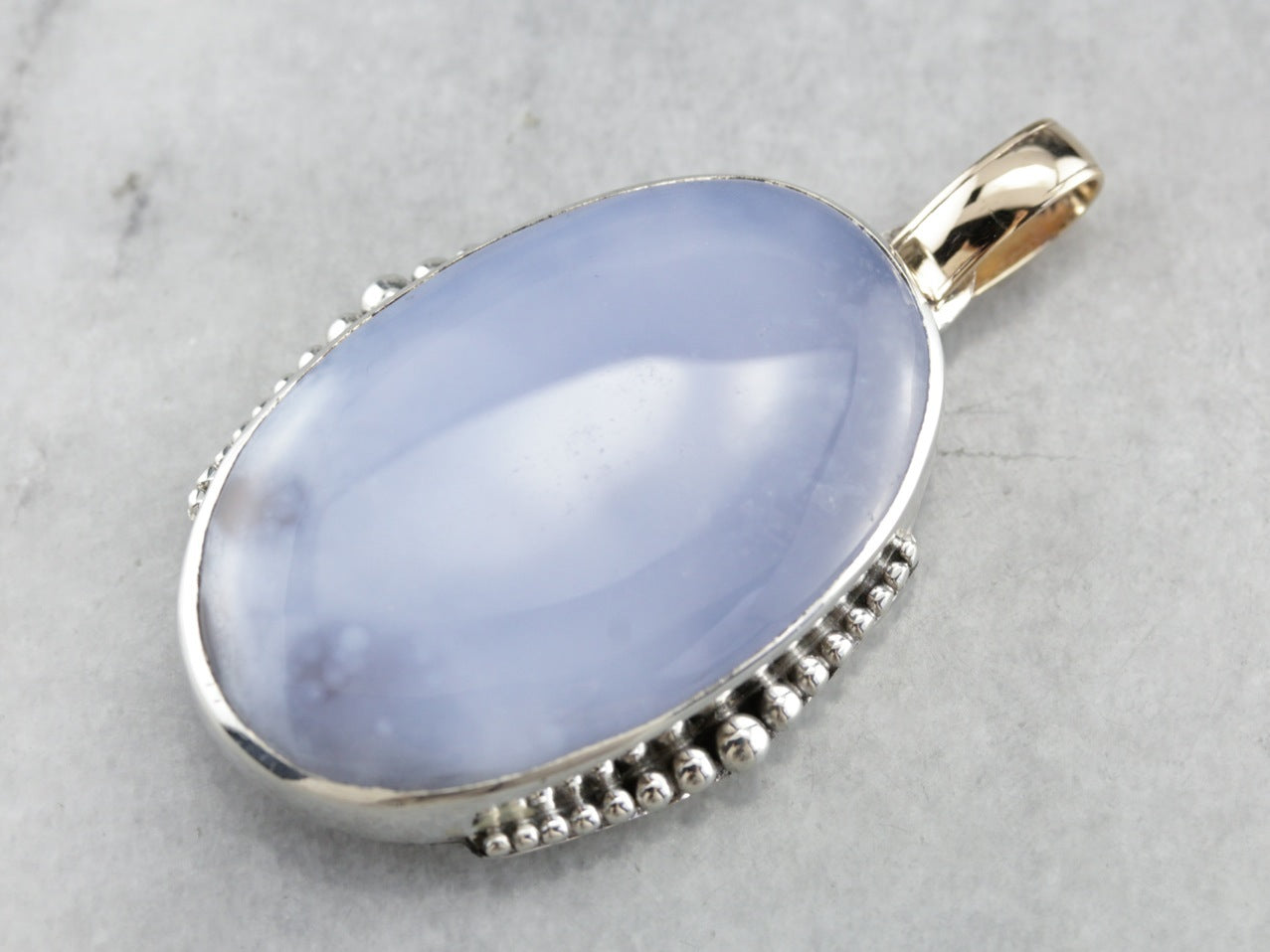 Periwinkle Blue Agate Mixed Metal Pendant