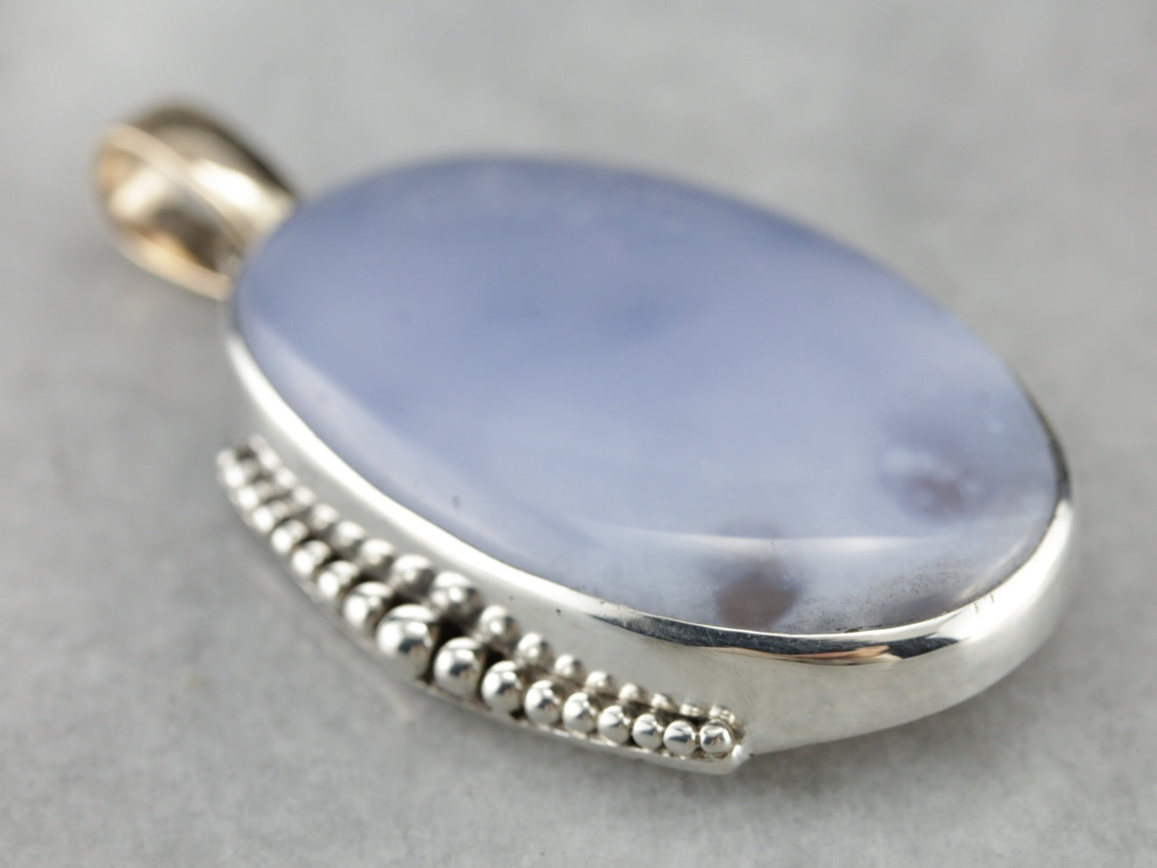 Periwinkle Blue Agate Mixed Metal Pendant