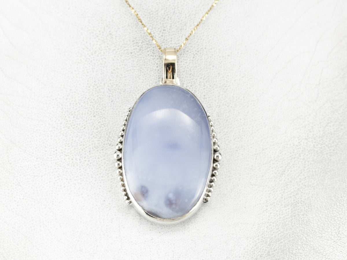 Periwinkle Blue Agate Mixed Metal Pendant