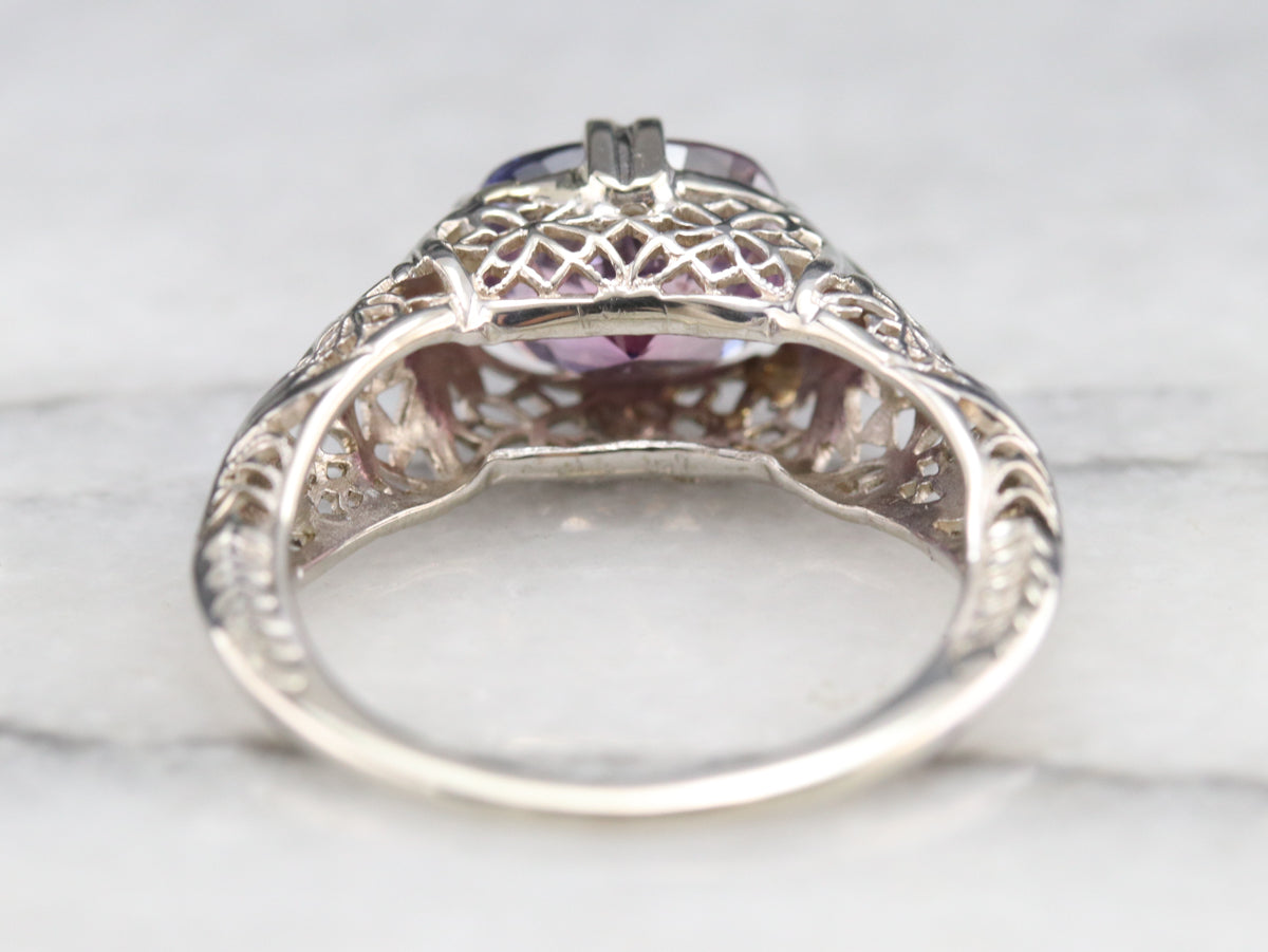 Art Deco Pink Ceylon Sapphire Solitaire Ring