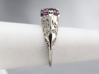 Art Deco Pink Ceylon Sapphire Solitaire Ring