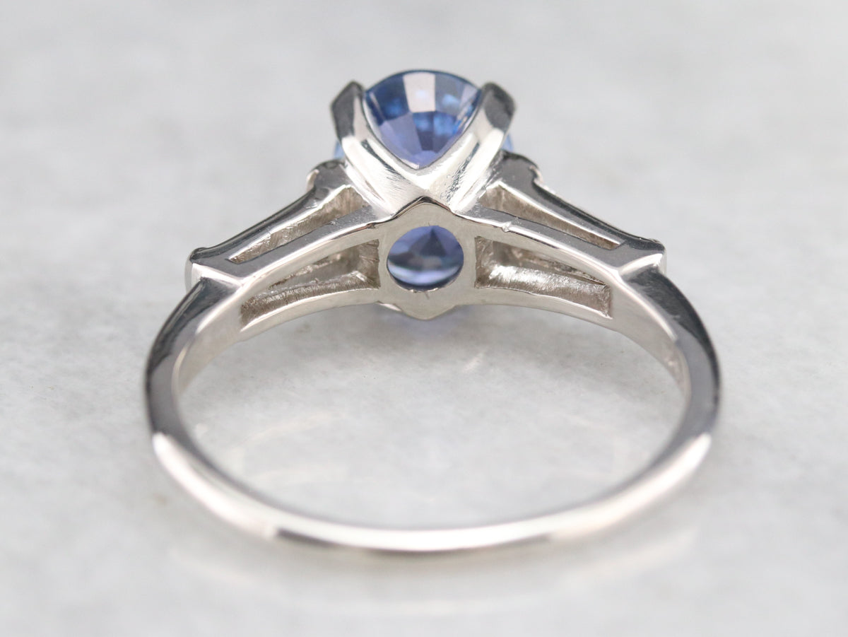 Platinum Ceylon Sapphire and Diamond Ring