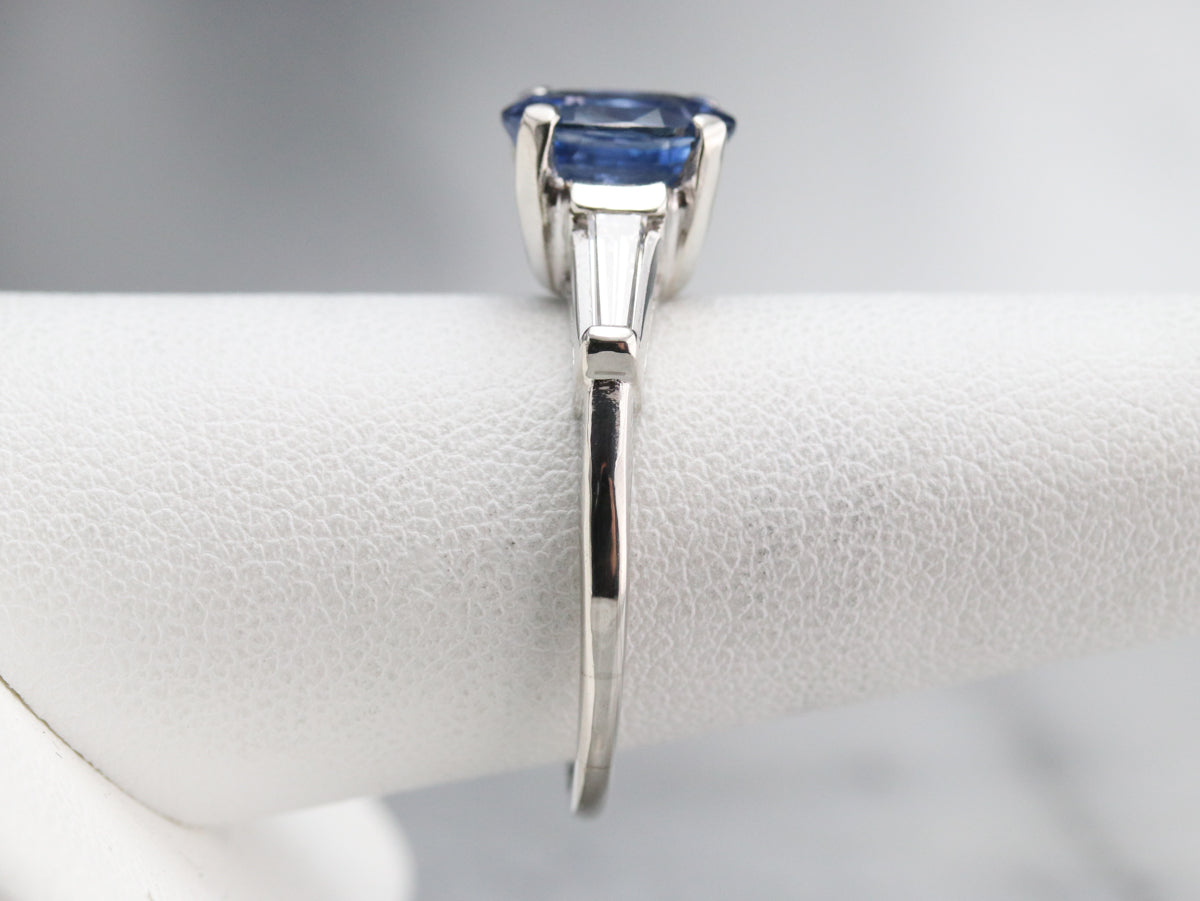 Platinum Ceylon Sapphire and Diamond Ring