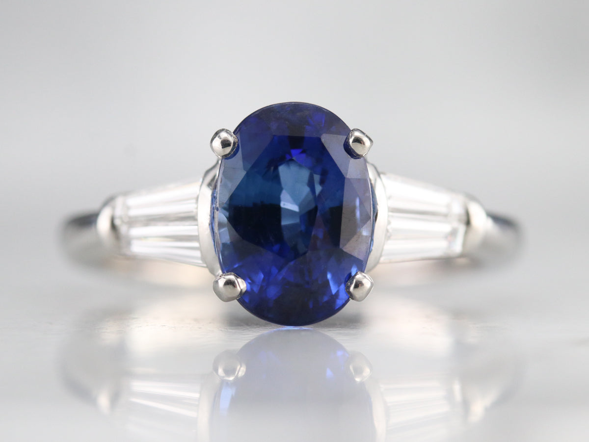 Platinum Sapphire and Diamond Ring
