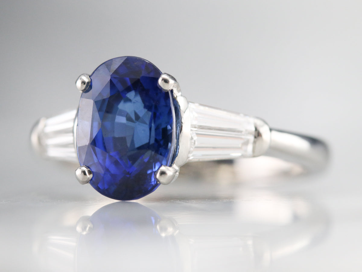 Platinum Sapphire and Diamond Ring