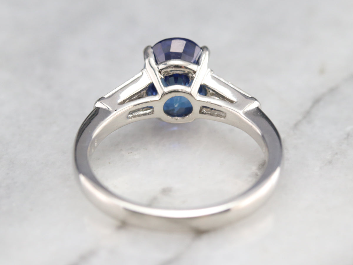 Platinum Sapphire and Diamond Ring