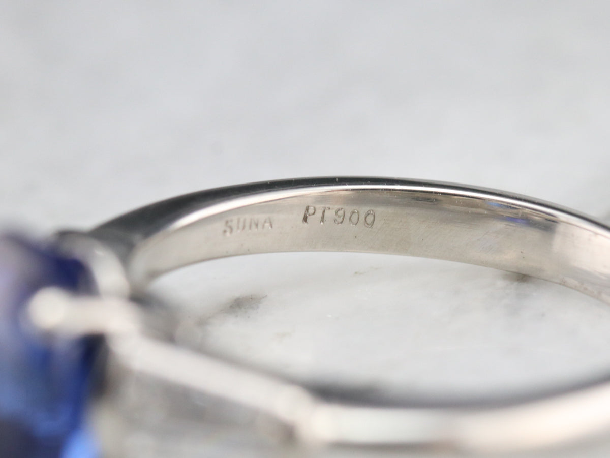 Platinum Sapphire and Diamond Ring