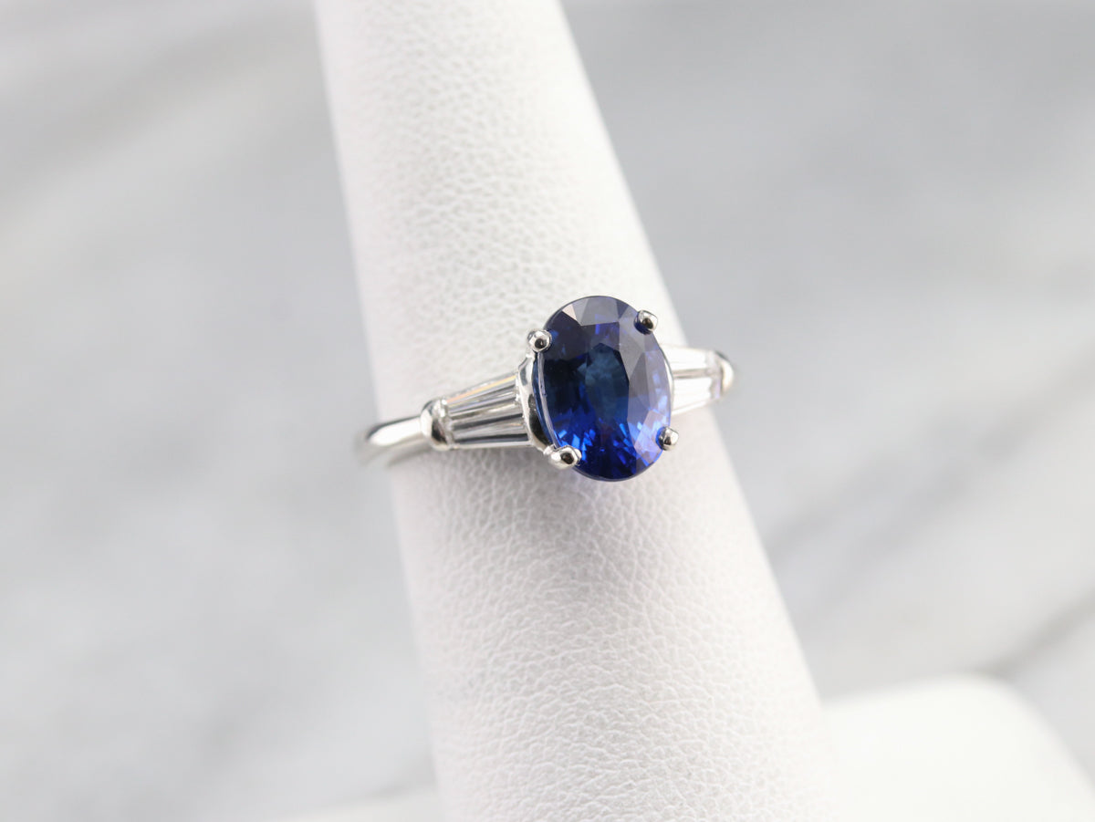 Platinum Sapphire and Diamond Ring