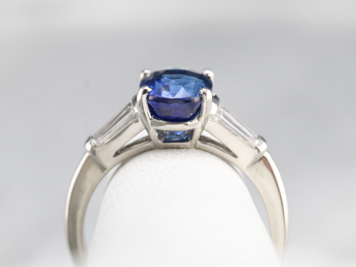 Platinum Sapphire and Diamond Ring