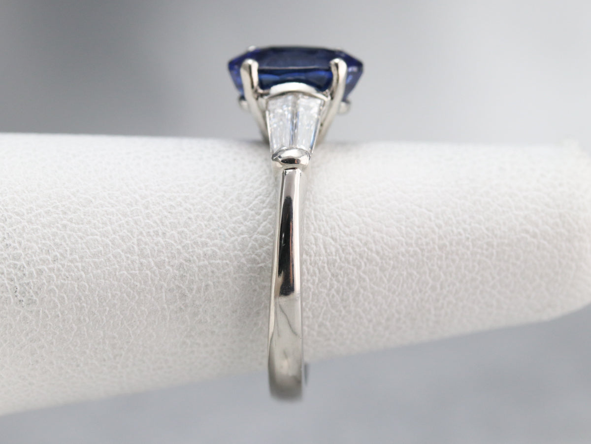 Platinum Sapphire and Diamond Ring