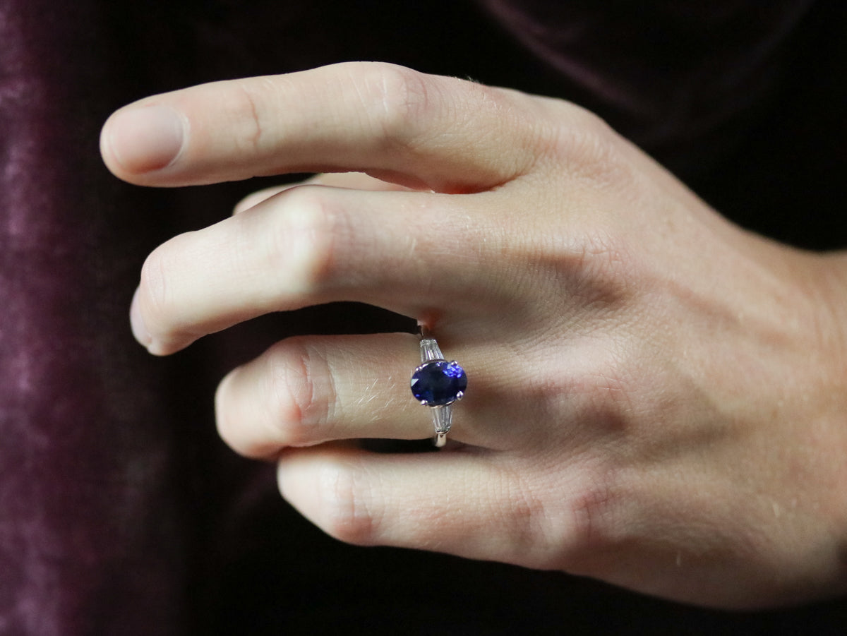 Platinum Sapphire and Diamond Ring