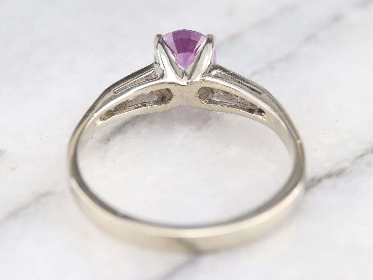 Retro Pink Sapphire and Diamond Ring