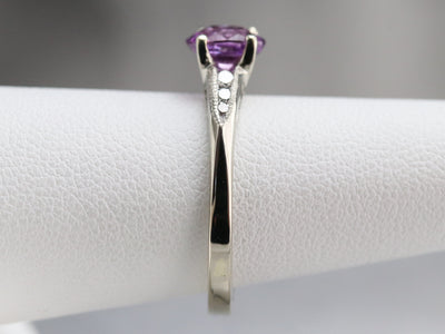 Retro Pink Sapphire and Diamond Ring