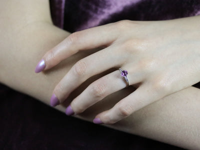 Retro Pink Sapphire and Diamond Ring
