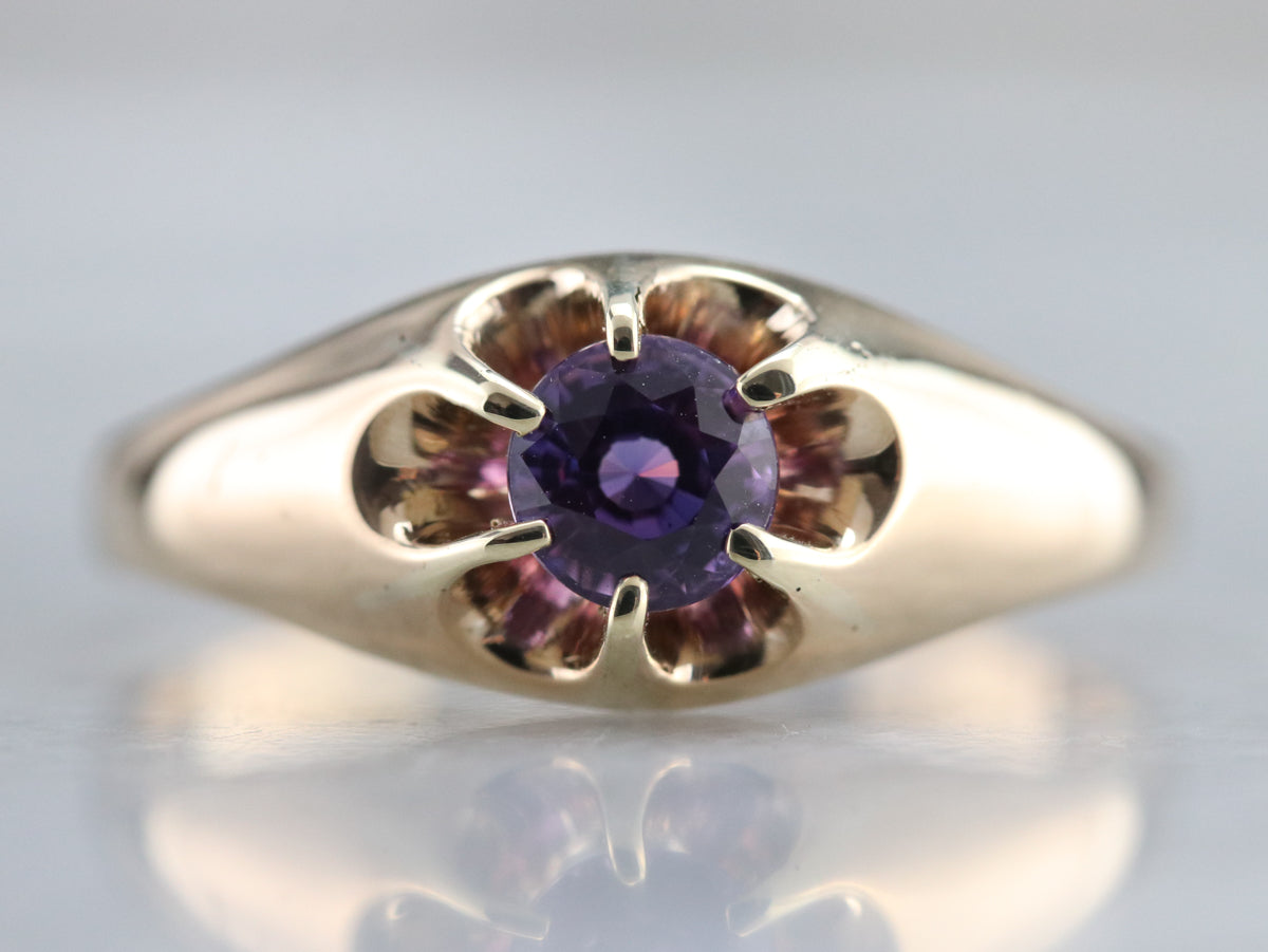 Purple Sapphire Belcher Ring